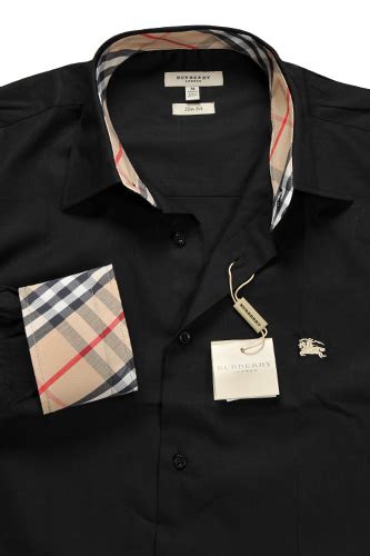 black burberry shirt men|black burberry button up shirt.